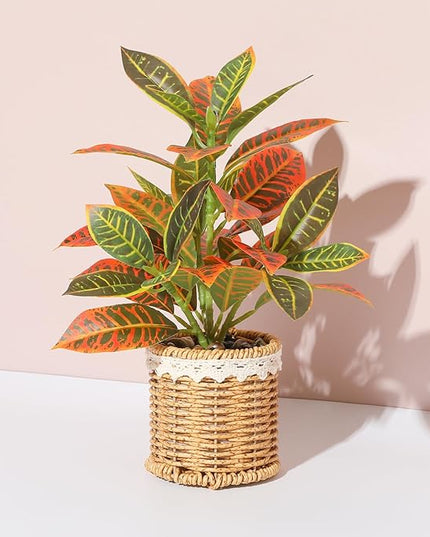 Nubry Fake Plants Artificial Potted Plants with Weaved Pot for Shelf & Table Desk | Perfect for Home Office Bathroom Farmhouse Room Coffee Table Decor 10‘’