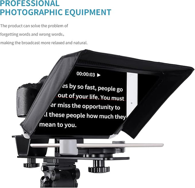 GVM Teleprompters for ipad Smartphone Tablet DSLR Camera Portable 10.5" Teleprompter Kit with Remote Control & App,Solid Aluminum Constructions,Colorless Spectroscope,Ultra HD Wide-Angle Lens