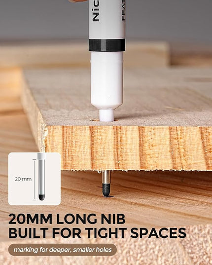 Nicpro 72 PCS Long Nib Marker Pens, 20mm Black Deep Hole Markers Bulk, Quick Dry & Waterproof Construction Marker, Long Head Mark Pens for Metal Steel Tile Glass Carpenter Marking Tool for Woodworking