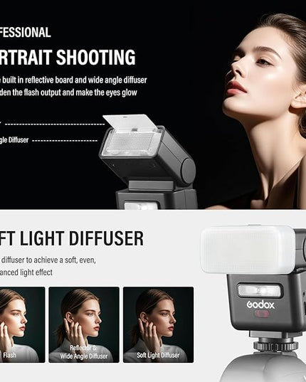 Godox IT32 TTL Camera Flash for Nikon with X5N Trigger & Diffuser kit,Magnetic Hotshoe & Trigger 2-in-1,2.4G Wireless,HSS 1/8000s,GN18,LED Modeling Lamp,Colorful Touch Screen,Rotatable Flash Head