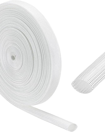 uxcell Insulation Cable Protector,9mm/0.35 Inch-5m/16 Feet High Temp Fiberglass Sleeve White