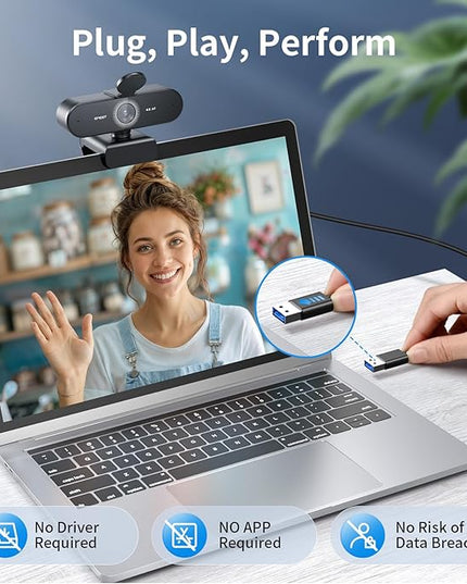 EMEET NOVA 4K Webcam for PC - Ultra 4K HD, PDAF Autofocus, Dual Noise-Cancelling Mics, 73° FOV, Auto Light Correction, USB-A, Privacy Cover, Ideal for High-End Business Meetings&Live Streaming