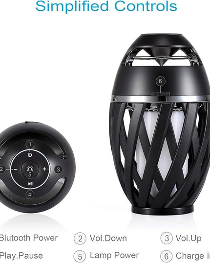 Led Flame Speaker, Torch Atmosphere Bluetooth Speakers&Outdoor Portable Stereo Speaker with HD Audio and Enhanced Bass,LED flickers Warm Yellow Lights BT4.2 for iPhone/iPad/Android