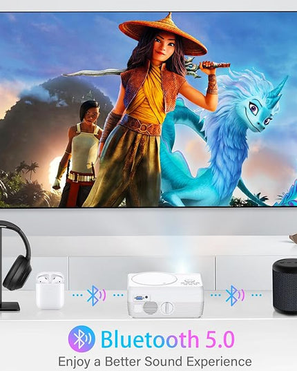 Full HD WiFi Bluetooth Projector Built in DVD Player, 12000LM 1080P Supported, Portable Mini DVD Projector for Outdoor Movies, 250" Home Theater, Compatible with iOS/Android/TV Stick/PS4/HDMI/USB/TF
