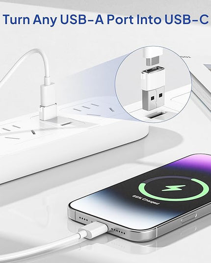 Elebase for iPhone 17 Air Pro Max Adapter,USB to USB C Adaptor 4 Pack,Type C Female to USB A Male Charger Connector for Apple 16 15 14 13,iWatch 11 10,iPad 8 8th 9 9th 10th Air 4th 5 Mini 6 Generation