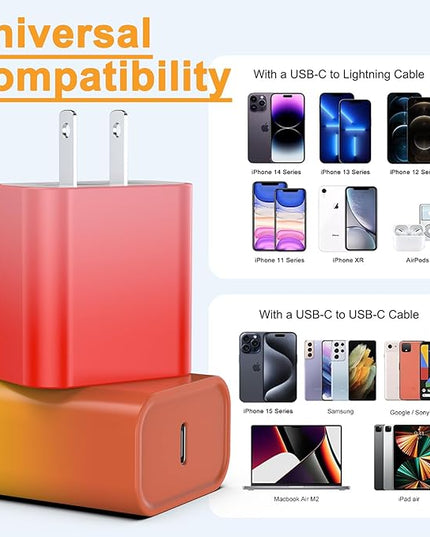 2Pack USB C Charger Block 20W, iGENJUN USB-C Power Adapter - Phone Charger with Fast Charging Capability, Type C Wall Charger for Phone 17/17 Air/17 Pro Max/16 Series, Galaxy, Pixel, Pad