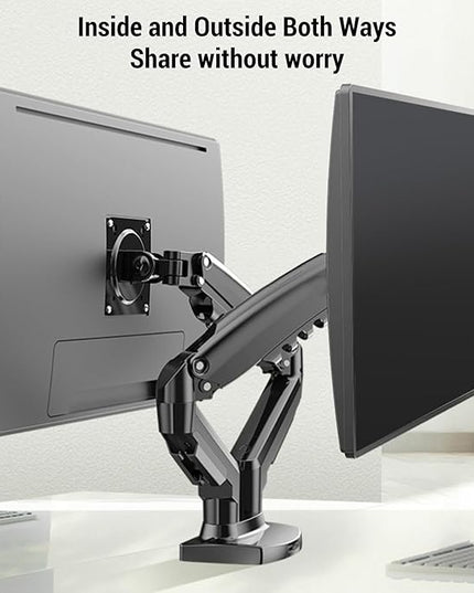 Double Screen Stand, Telescopic Rotating Adjustable 19.8lbs Per Arm Dual Monitor Desk Mount with Vertical Flip 360 Rotation, for 17 to 27 Inch Screen