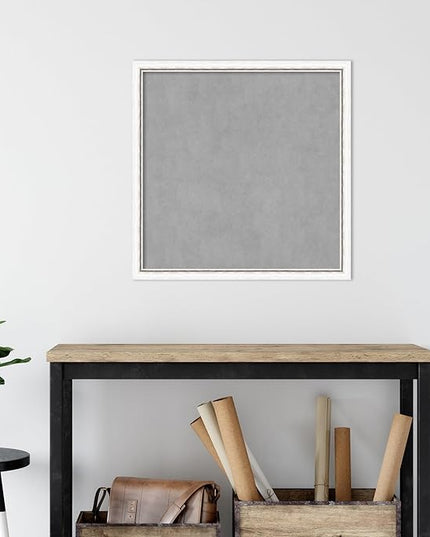 Amanti Art White Framed Magnetic Board 26x26 Medium Vision Board for use with Magnets, 100% Metal Sheet to Display Items as Office Decor or for Home Organization in mudroom, Kitchen or Kids Room