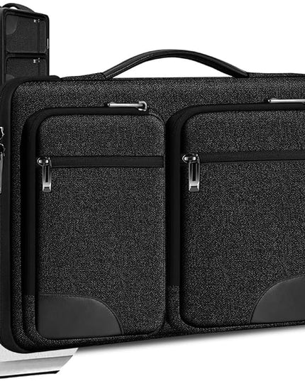 Hseok Laptop Case 15 15.6 16 inch Sleeve with Handle and Hidden Strap,Compatible with MacBook Pro 15.4 16, 360° Protective PC Briefcase with 4 Pockets for Laptop Accessory,Easy to Carrying,Carbon