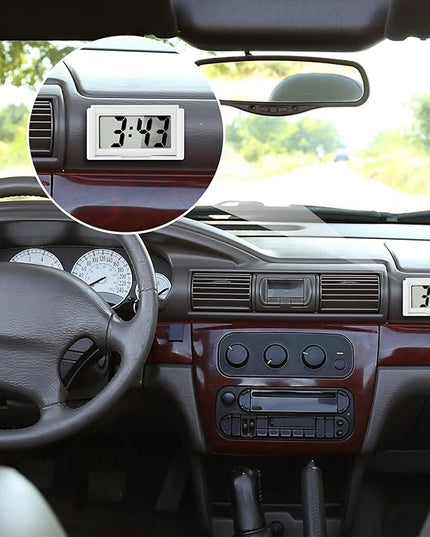 Frienda 12 Pieces Mini Digital Clock Small Digital Clock Stick on Battery Operated Self Adhesive Bracket for Car Dashboard Fridge (White)