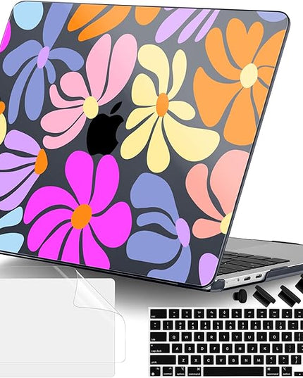 DONGKE for M4 MacBook Air 13.6 Inch Case 2025 2024 2023 2022 Model A3240 A3113 A2681 M3 M2 Chip, Plastic Hard Shell Case Cover with Touch ID for MacBook Air 13 Inch M4 - Retro Flowers