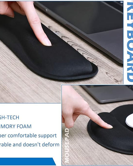 Yunsailing 8 Pcs Ergonomic Mouse Pad and Keyboard with Wrist Support Set Soft Smooth Gel Rest Comfortable Memory Foam for Easy Typing Gaming Computer Laptop Office Home