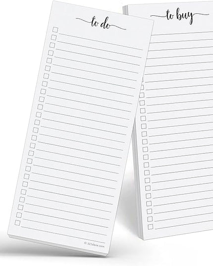 321Done (1 To Do (1) To Buy List Notepad 2-Pack - 3.7x8.5 (Slim, Skinny, Handheld - College Ruled) - Minimalist Memo Pad for ToDos, Tasks, Shopping, Grocery, Organizing, Planning - Made in the USA