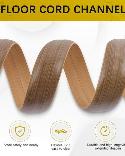 Floor Cord Cover 10FT Cord Covers for Wires on Floor Protect Wires & Prevent Trip Hazards, Easy to Cut for Home, Office, School, Concerts, Cavity W0.6in x H0.32in