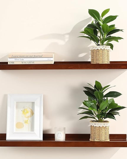 Nubry 2 Pack Fake Plants Artificial Potted Plants with Weaved Pot for Shelf & Table Desk | Perfect for Home Office Bathroom Farmhouse Room Coffee Table Decor 10‘’