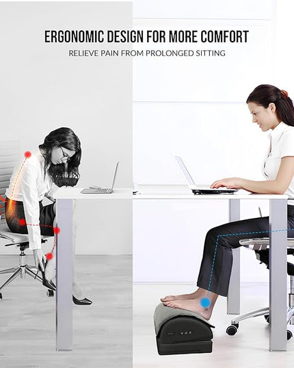 Heated Foot Rest Under Desk at Work, Ergonomic Desk Footrest with Vibrating Massage and Adjustable Height, Foot Warmer with Pocket, 3 Vibration Modes & 2 Heating Levels,Memory Foam,Office Home Gaming