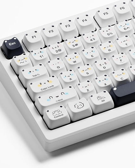XVX Cute PBT Keycaps, Mao Profile White Puppies Keyboard Keycaps, 154 Keys Keycap Sets with Transparent Key caps Compatible with 65% 75% 96% 100% Cherry Gateron MX Switches Mechanical