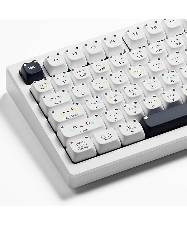 XVX Cute PBT Keycaps, Mao Profile White Puppies Keyboard Keycaps, 154 Keys Keycap Sets with Transparent Key caps Compatible with 65% 75% 96% 100% Cherry Gateron MX Switches Mechanical