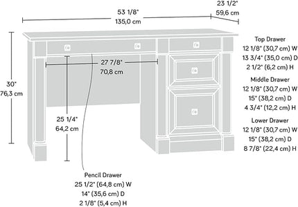Sauder Palladia Computer Desk with Drawers, Home Office Desk with File Cabinet Storage Drawer, Cable Management, Keyboard Tray, in Split Oak Finish