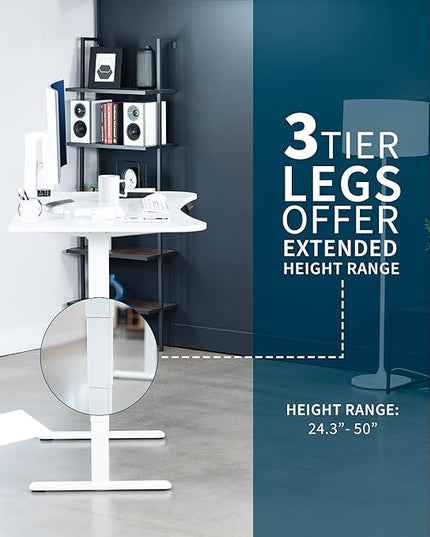 VIVO Electric 63 x 32 in Dual Motor Standing Desk, Memory Height Adjustment, 2B Series, White Top White Frame, DESK-KIT-2W1W