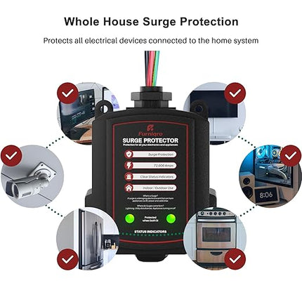 FHSPD72S Whole House Surge Protector for 72,000 Amps, Ultimate Surge Protection, Whole Home Surge Protector, Indoor/Outdoor Use, 120/240V