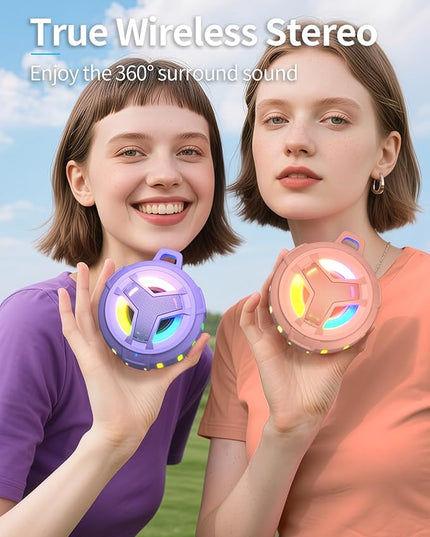 EBODA Bluetooth Shower Speaker, IP67 Waterproof Portable Wireless Small Speakers, Floating, 24H Playtime for Home, Beach, Pool, Kayak, Hiking, Boat Accessories, Gifts for Women, Girls - Purple
