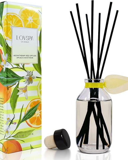 LOVSPA Reed Diffuser Set, Sage & Citrus Scented Oil Diffuser with Sticks, Home Fragrance Accessories for Bathroom Shelf Decor, Aroma Diffusers for Home or Office Desk, USA Made