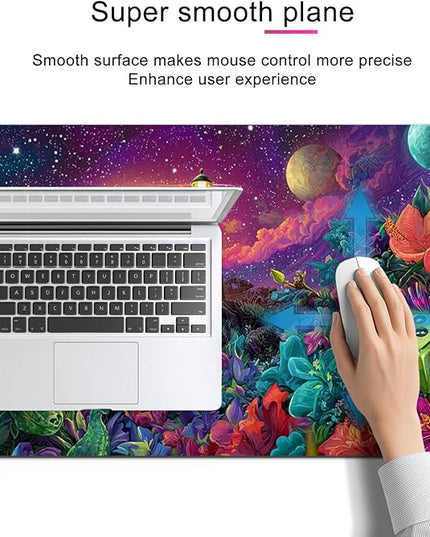 Large Mouse Pad Gaming Mousepad 31.5 x 11.8 Inch Keyboard Desktop Mat Diatomite XL Mouse Pad for Home and Office Desk Accessories with Fantasy Cosmic Frog Lighthouse Artwork Diatomite