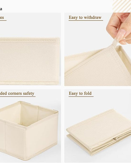 Criusia 15 Pack Drawer Organizer for Clothes, Foldable Dresser Dividers with 3 Sizes, Fabric Storage Bins – Beige