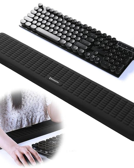 UnivoColors PostureUp L-Shaped Desk Long Wrist Rest Elbow, Non-Slip, Memory Foam, Desk Edge Support, Ergonomic Design for Long-Hour Work (23.6 * 3.9 inch One-Piece Design,Black)