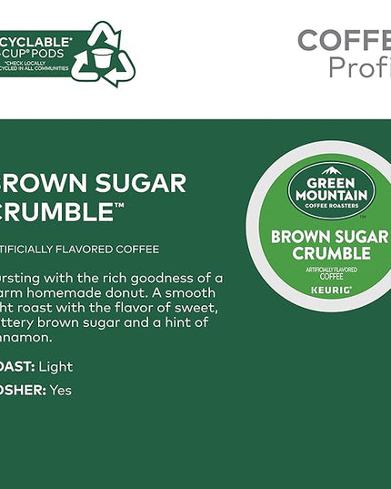 Green Mountain Coffee Roasters Brown Sugar Crumble Keurig Single-Serve K-Cup pods, Medium Roast Coffee, 72 Count
