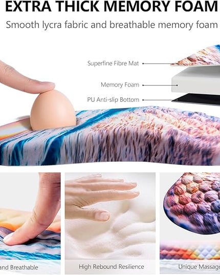 Mouse Pad Wrist Support, Laokiiy 2 in1 Keyboard Wrist Rest+ Ergonomic Mouse Pad, Non-Slip Wrist Rest for Computer Keyboard, Made Easy Typing & Relieve Wrist Pain(Sunrise Beach)