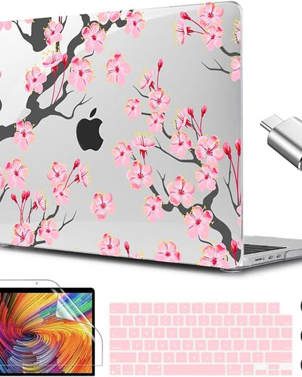 CISSOOK Compatible with MacBook Air 13.6 Inch Case A2681 A3113 A3240 2022-2025 Release, Hard Shell Case with Keyboard Cover for MacBook Air 13.6 M2 M3 M4 - Cherry Blossoms