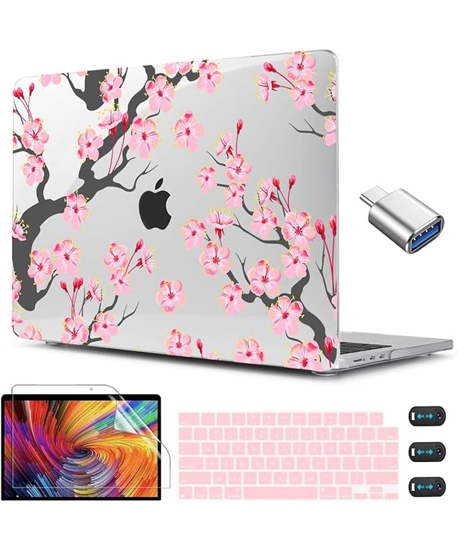 CISSOOK Compatible with MacBook Air 13.6 Inch Case A2681 A3113 A3240 2022-2025 Release, Hard Shell Case with Keyboard Cover for MacBook Air 13.6 M2 M3 M4 - Cherry Blossoms