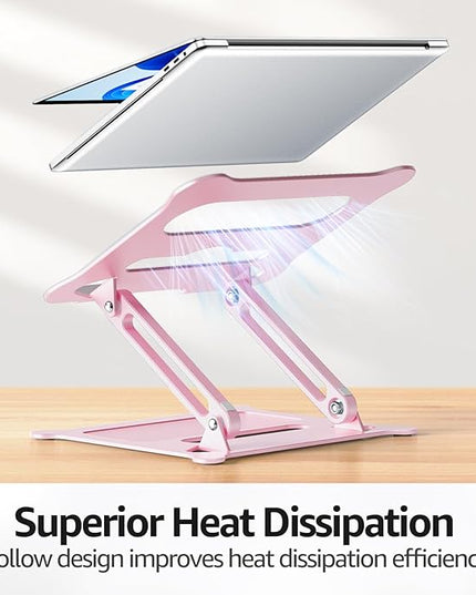 Urmust Laptop Stand for Desk Aluminum Computer Stand Riser Holder for Laptop Compatible with MacBook Air Pro, Dell, HP, Lenovo Samsung, Alienware All Laptops 11-15.6"(Pink)