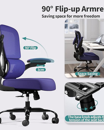 Office Chair - Ergonomic Desk Chair with Adjustable Lumbar Support, Mesh Computer Chair, Executive Chair for Home Office Comfortable Lumbar Support (Violet)