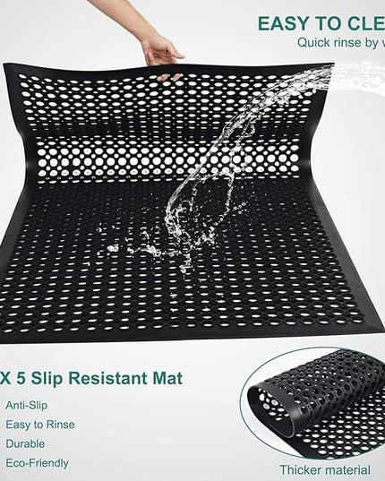 Anti Fatigue Rubber Floor Mat 2 Pack Restaurant Kitchen Mats for Floors Rubber Non-Slip Bar Floor Mats Door mat Drainage Mats Utility Garage Indoor Outdoor Use 36 x 60 Inches