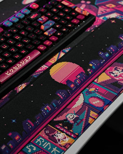 x Pixel Jeff Neon Japan Keycap Set, 120 Keys ASA PC PBT Keycap Set, Dye Sub Shine Through 4-Sided Crystal Key Caps, Japanese Style Keycaps for MX Switches Mechanical Keyboard