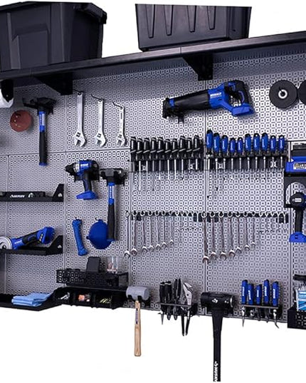 OmniWall Weekend Warrior XL Metal Pegboard Wall Organization System (Silver/Black)