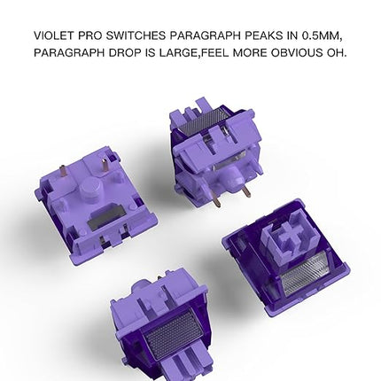 Outemu Violet Pro Keyboard Switch with Dustproof Stem for Mechanical Gaming Keyboard,5-Pin 40gf Tactile Pre-Lubed Switches(45Pcs)