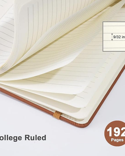 ViVin Lined Journal Notebooks for Work, 192 Pages, Medium 5.5 x 8.3 inch, College Ruled, A5 Hardcover Journaling Notebooks for Writing, 8 Pack Bulk,Brown