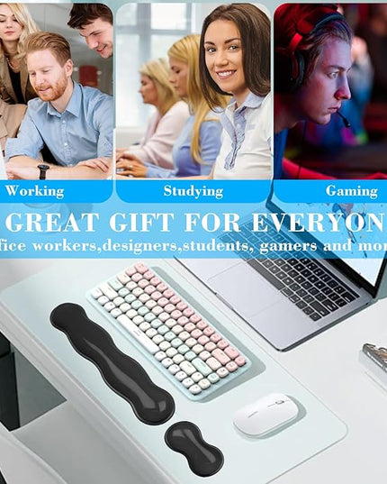 Gel Wrist Rest for Keyboard and Mouse, Wrist Rest for Keyboard, Mouse Wrist Support, Pain Relief, Cool Touch, Non-Skid, Keyboard and Mouse Wrist pad Set