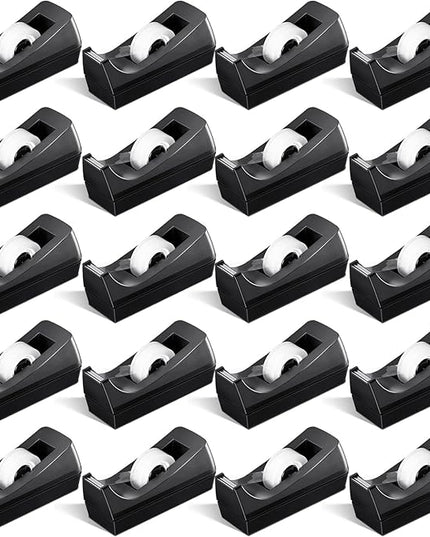 Lanties 20 Pack Desktop Tape Dispensers Non Skid Base for Office Home School (Tape Not Included) (Black)