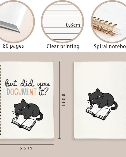 Funny Black Cat Notebook Journal Gifts for Women & Men, Black Cat Lovers Gifts Notebooks for Women, But Did You Document It Hardcover Spiral Notebook 5.5x8.3 Inch