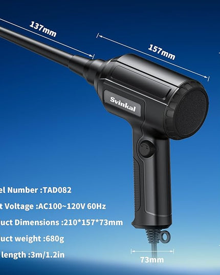 Compressed air Duster Electric 500W, Canned air Replacement, 40000RPM Air Blower, Stepless Speed, an AC dust Blower with 6ounces of Blowing Power for Computer Keyboards etc Electronic Duster