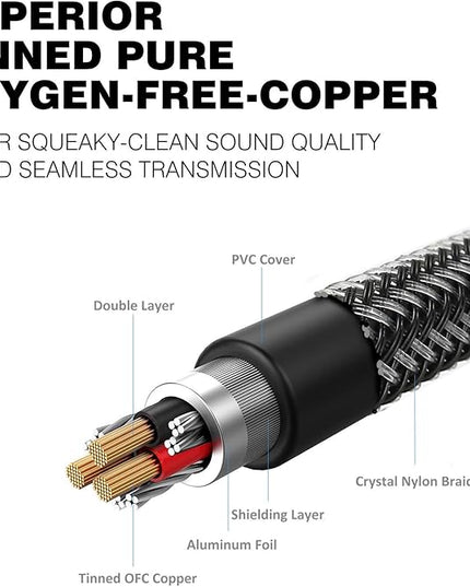 DUKABEL TopSeries 6.35mm (1/4 inch) to 3.5mm (1/8 inch) Headphone Jack Adapter, 1/8 (Female) to 1/4 (Male) Extension Cable, 3.5 to 6.35 Audio Cable for Mixer Guitar Piano Amplifier Speaker and More