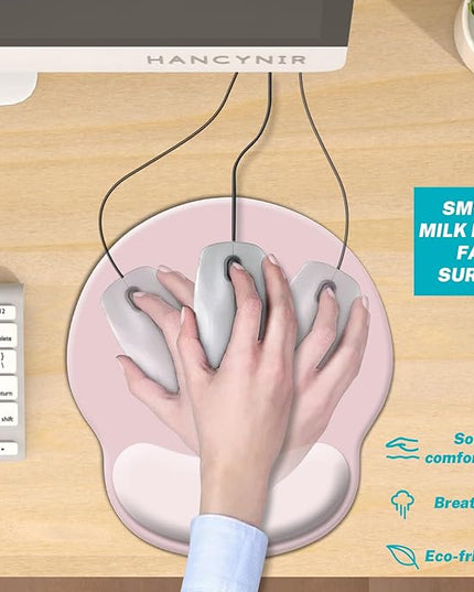 Pink Ergonomic Mouse Pad with Wrist Rest, Cute Mouse Pads Wrist Support, Gaming Mousepad for Desk Laptop Computer with Pain Relief Non-Slip PU Base for Desk Accessories Office Decor Supplies