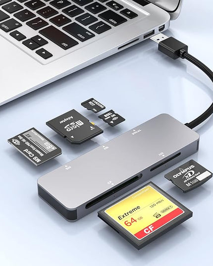 6-in-1 USB3.0 Multi Card Reader, USB 3.0 Memory Card Reader for SD SDXC SDHC Micro SD CF XD M2 MS MMC Camera Memory Card, Multi USB Card Reader/Writer(5Gbps) SD Card Reader for Windows,Mac OS,Linux