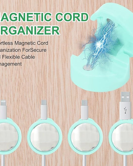 PATIKIL Cable Organizer Holder, 12 Pcs Magnetic Spring Desk Cable Management Clips Adhesive Cord Holder Keeper for Office Desktop Wall Car, Blue