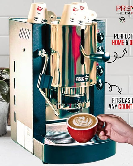 ESE Pod Espresso Machine – Spinel Pinocchio Coffee Maker for 44mm Paper Pods, Made in Italy, Compact Automatic Espresso Machine for Home & Office, Includes 150 Free ESE Pods (100 Classic + 50 Decaf)